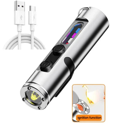 Mini Keychain LED Flashlight USB Rechargeable Waterproof Magnetic EDC Torch Pocket Light for Outdoor Camping Hiking Emergency