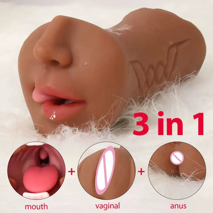 Male Masturbator 3 In 1 Realistic Vagina Sexy Toys For Men Pocket Pusssy Pussy Blowjob Masturbation No Vibrator Adults Sex Goods
