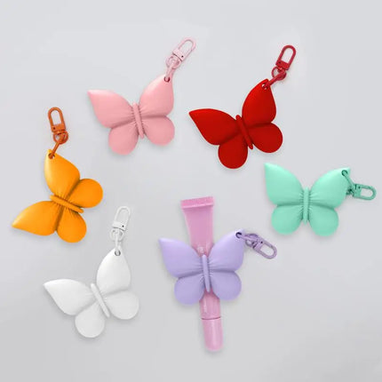 Silicone Lip Balm Holder with Clip-On Keyring and Sweet Bowknot for Outdoor Adventures