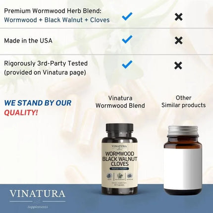 Wormwood Black Walnut Clove - Herbal Supplement for Gut Cleanse Detox and Digestive Well-Being