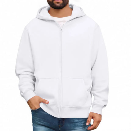 Men'S Hooded Sweatshirt Solid Color Simple Jacket Hood Design Top Kangaroo Pockets Daily Wear All Seasons Basic Jacket Daily