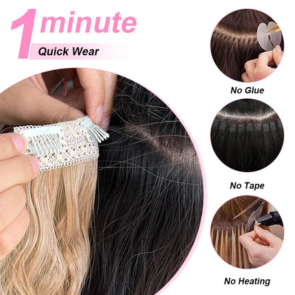 4PCS set Clip in Hair Extensions Natural Black Corn Wavy 20'' Long Curly Thick Synthetic Hairpieces for Women Girls Daily Party