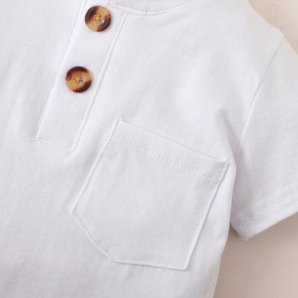 3-24 Months Infant Baby Boy Clothes Set White Short Sleeves T-shirt Shorts 2PCS Summer Daily Casual Outfit for Toddler Boy
