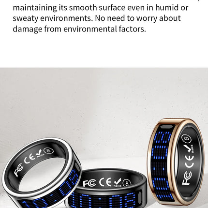 SR16 Display Screen Smart Ring Men Women Lightweight Call Reminder IP68 Waterproof Heart Rate Blood Oxygen Monitor Finger Ring