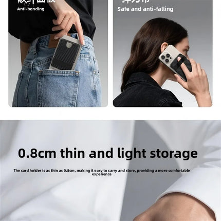 Ultra-Thin Magnetic Phone Holder with Multi-Functional Wallet Portable Double-sided Magnetic Stand with Anti-lost Hook and Strap