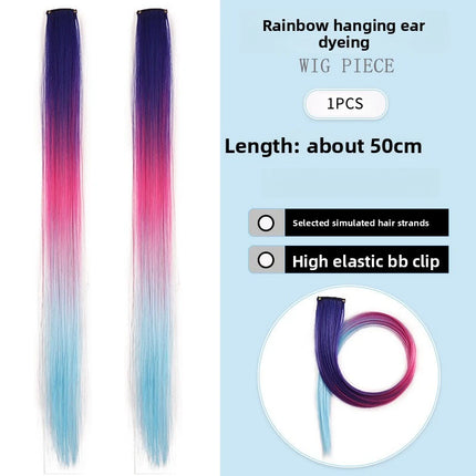 Three-color gradientSparkle Hair Extensions Clip In Rainbow Synthetic Sparkle Hair Tinsel Heat Resistant Sparkle Hair Extensions