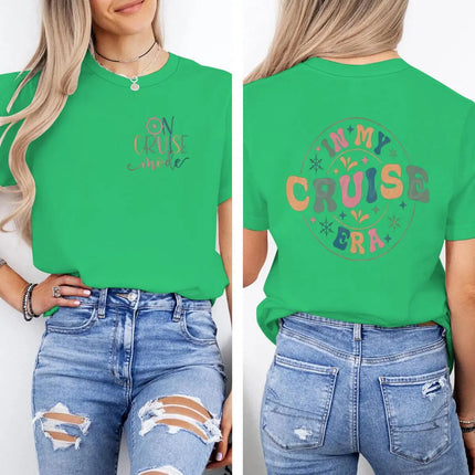 "In My Cruise Era" Graphic T Shirts Women Men "On Cruise Mode" Print Casual Tops Retro Cruise Crewneck Short Sleeve T-shirt