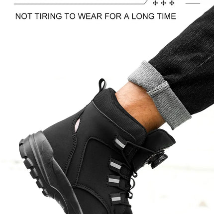 Waterproof Safety Boots Men Indestructible Steel Toe Work Boots Anti-smash Stab-resistant Safety Shoes Biker Botas Para Hombre