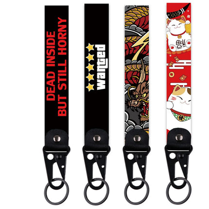 Lucky Cat Eagle Beak Keychain Motorcycles Girl Animation Short Lanyards Used in Phone Rope Badge Holder Accessories