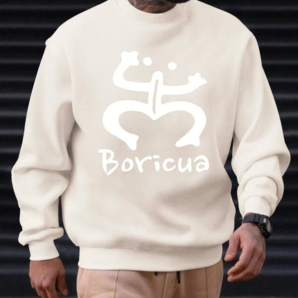 2025 Men's 100% Cotton Crew Neck Sweatshirt Boricua Art Print Cultural Elegant Premium Soft Comfortable Trendy Casual Daily Top