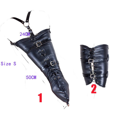 BDSM Leather Armbinder Restraint Fetish Bondage Handcuff Ankle Cuff Hood Mask Adult Game Set Erotic Accessorie Sex Toy for Women