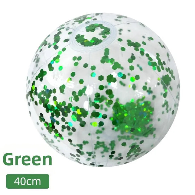 40cm Shiny Sequins Inflatable Ball PVC Transparent Confetti Ball Reusable Swimming Pool Beach Ball Holiday Party Decor
