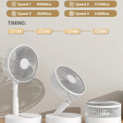 KASYDoFF Portable Oscillating Desk Fan, 8-Inch＆ 5400mAh USB Battery Operated Fan with 4 Speed Strong Airflow Foldable Personal