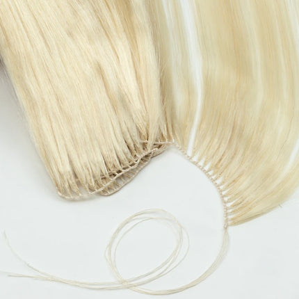 Invisible Feather Hair Extensions Human Hair Feather Tip Hair Bundles Natural Sew In Microring Hair Weft 50cm 120 strands