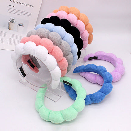 Women Girls Sponge Co Spa Makeup Bubble Terry Cloth Headband Puffy Retro Hair Bands Soft Hairband Headwear