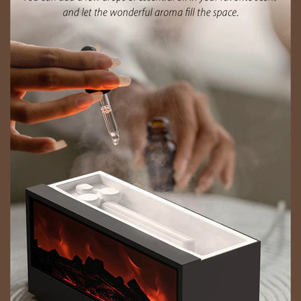 Creative Fireplace Aroma Diffuser Flame Air Humidifier Colorful Lights w/ Remote for Home Office Holiday Gifts/Essential oil set