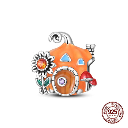 Autumn New 925 Sterling Silver Brown Maple Leaf Pumpkin Bee Charms Bead Fit 3mm 925 Original Bracelets DIY Jewelry Warm Gift