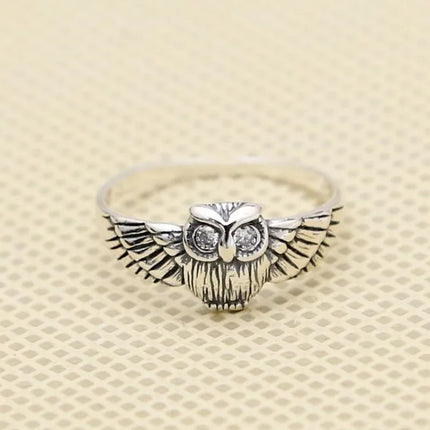 Buyee 925 Sterling Silver Fashion Ring Finger Elegant Owl Ring for Women Excellen Party Fine Jewelry Circle Gift with Box