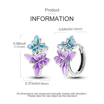 925 Sterling Silver Purple Series Feather Butterfly Dream Catcher Firefly Zircon Earrings for Women Luxury Jewelry Wedding Gift