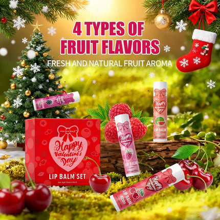 Women's Gifts 4PCS/Box Lip Balm Set Moisturizing and Glossy Suitable for Dry Lips Valentine's Day Gifts for