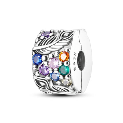Charm Hot Sales 925 Sterling Silver Charms Beads CZ pave Round Clip Charms Fit Original Bracelet Necklace Charms Jewelry Gift