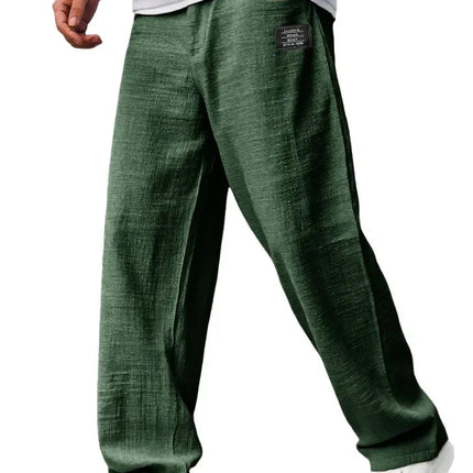 Men's Solid Color Loose Wide Leg Pants Summer Lightweight Casual Straight Trousers Youth Streetwear Fashion Long Pants