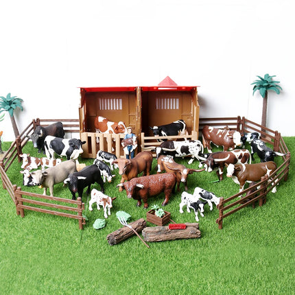 Simulation Texas Longhorn Bulls Musk OX Yak Cow Farm Animals Buffalo Calf Bull Model Figures  Home Decor Educational Toys