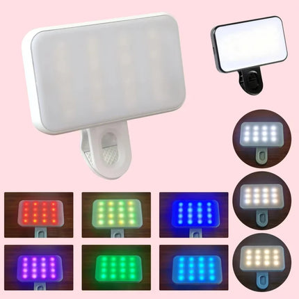 Portable Mini Selfie Fill Light Rechargeable 3 Modes Adjustable Brightness Clip On For Mobile Phone Make Up Computer Fill Light