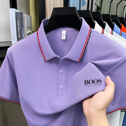 Men's summer new hot selling short sleeved printed logo high-end casual breathable fashion polo shirt comfortable T-shirt top