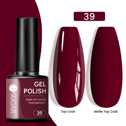 UR SUGAR 7.5ml Dark Wine Red Nail Gel Polish Autumn Gel Paint Nail Art Semi Permanent Nail Art Manicure Soak Off LED UV Nail Gel