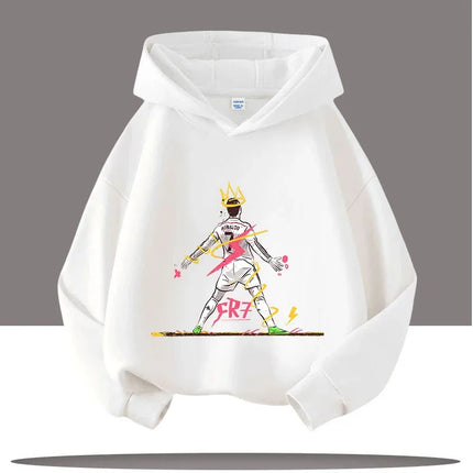 Autumn Cartoon CR7 Ronaldo Print Children's Hoodies Long Sleeve Sweatshirt Boy Football Star Casual Kid Warm Pullover Clothing
