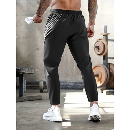 Men's Wide Pants Gift Sweatpants High Stretch Fabric Waist Drawstring Zipper Pockets Gym Workout Jogging Sports End Clothing Man