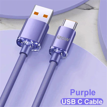NNBILI 120W 6A Fast Charge USB Type C Quick Charge Cable For Samsung S23 Xiaomi 14 Huawei Phone Fast Charging Cable Data Cables