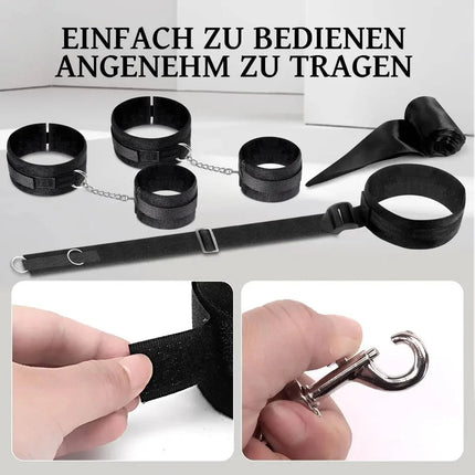 Binding Set BDSM Sex Toys Handcuffs Eye Masks Chains Collars Neck To Wrist The Sex Toys for Men and Women Are Adjustable