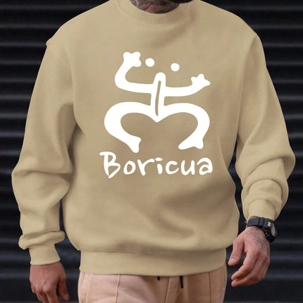 2025 Men's 100% Cotton Crew Neck Sweatshirt Boricua Art Print Cultural Elegant Premium Soft Comfortable Trendy Casual Daily Top
