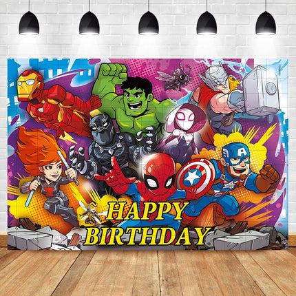 Marvel Avengers Photo Backdrops Banner Captain America Iron Man Spider-Man Boys Birthday Party Decor Custom Superhero Background