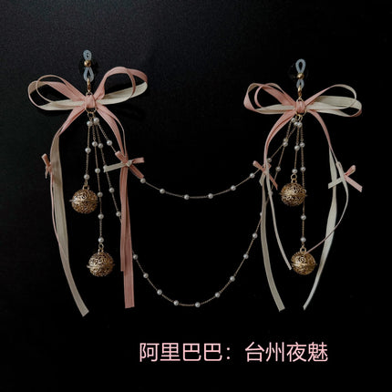 Ribbon Bow Nipple Clamps Bell Reast Punishment SM Training Erotic Collar and Chain Nipple Restraints Adult Game Flirting Sex Toy