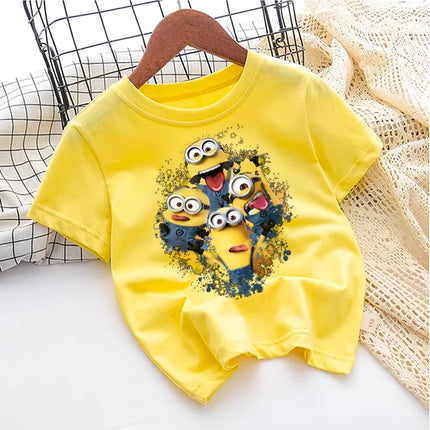 Cute Minionss T-shirt Cotton Boys Girl Toddler Children Short Sleeve Clothes Anime Game Cartoon Kids Streetwear Tees Casual Tops