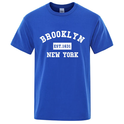 Brooklyn Est. 1631 New York Letter Print T-Shirt Man Casual Loose T-Shirts Summer Cotton Tops Fashion Breathable Tee Clothing