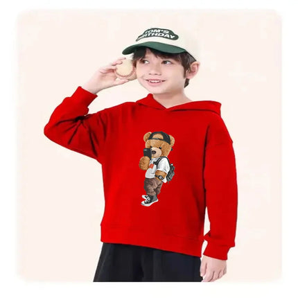 Fashion Bear Children's Hoodies tops 3-12 year Boy black Girls pink Casual Toddle Sweatshirr child Age 2-12 Spring Autumn Coat