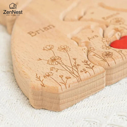 Artistic Wooden Puzzles, Little Bear Family Personalized Name Puzzles, Thanksgiving Christmas Gifts, Home Tabletop Decorations