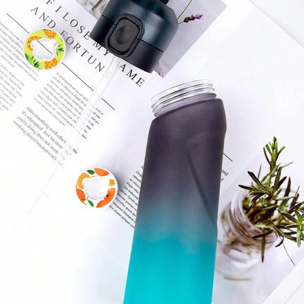 1pc 650ml Flavored Water Bottle with Random 1 Flavour Pods Air Water Bottle Frosted Black Air Camping Sport Fitness Cup