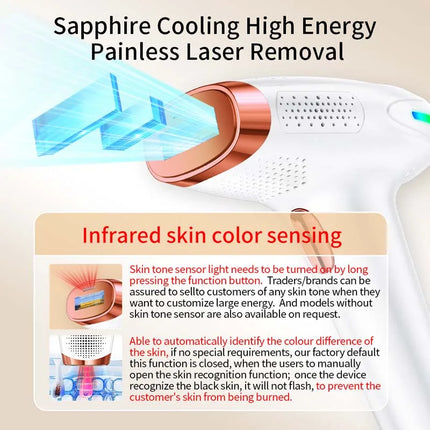 Ipl Machine Sapphire Ice Cooling Epilator Painless Portable for Face and Body Permanent Home Use Laser Hair Removal