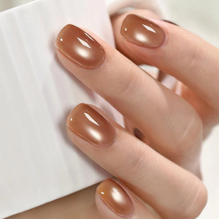 7.5ML Amber Moonlight Cat Magnetic Gel High Glossy Luxury Coffee Series Cat Eye Gel Soak Off UV Semi-Permanent Nail Art Varnish