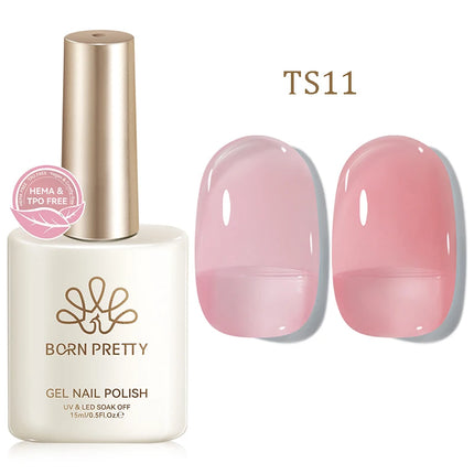 BORN PRETTY 15ml Jelly Gel Polish Milky White Nude Glitter Soak Off LED UV Gel Semi Permanent Nail Art Manicure Gel Varnish