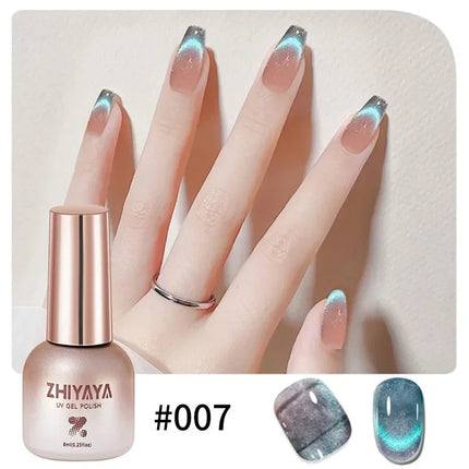 Japanese Style Black Glass Cat Magnetic Gel Nail Polish Punk Style Nail Art Manicure Varnis Semi Permanent Gel for Winter