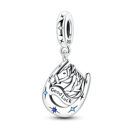 Charm Bead 925 Sterling Silver Heart Starry Sky Family Mother-Daughter-Sister Charm Fit Bracelets Pendant Women DIY Jewelry Gift