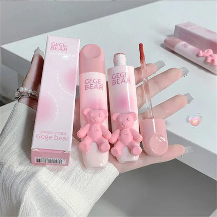 Cute Bear Lip Gloss Waterproof Long Lasting Non Fading Matte Lip Glaze Moisturing Non-marking Red Brown Velvet Liquid Lipsticks