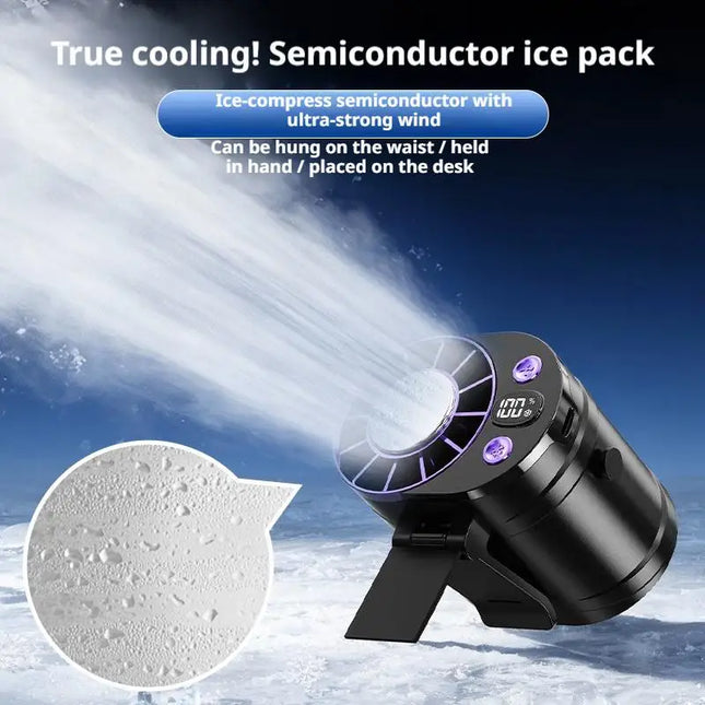 Ventilateur de taille rafraîchissant à semi-conducteurs, mini climatiseur portable à clipser, compresse de glace, 3 vitesses, longue durée de vie de la batterie, ventilateur silencieux