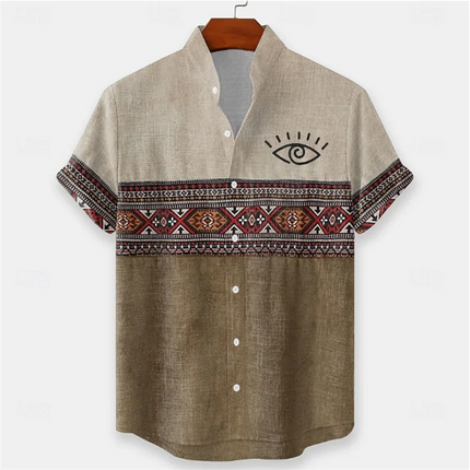 New Men's Retro Fashion Casual Sleeve Button White Dot Printed Shirt Suitable for Summer Vacation Streets